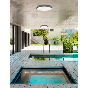 Nova Luce Tommy - buiten plafondverlichting - Ø 32 x 6 cm - 30W LED incl. - IP54 - donkergrijs en wit