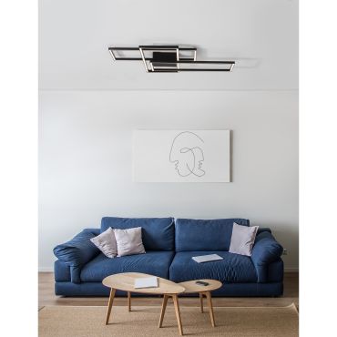 Nova Luce Bilbao - plafondverlichting - 90 x 67 x 9 cm - 55W dimbare LED incl. - mat zwart