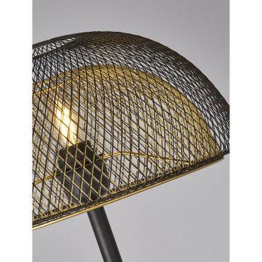 Searchlight Honeycomb - staanlamp - 157 cm - mat zwart en goud