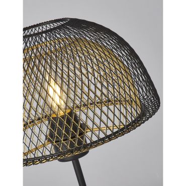 Searchlight Honeycomb - tafellamp - Ø 26 x 47 cm - mat zwart en goud