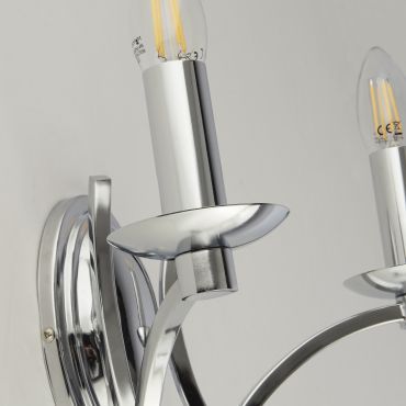 Searchlight Ascot - wandverlichting met trekschakelaar - 32,5 x 17 cm - chroom