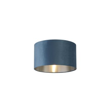 Searchlight Drum Shade - lampenkap - Ø 38 x 22 cm - blauwgroen en zilver