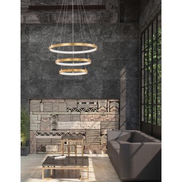 Nova Luce Leon - hanglamp - Ø 61 x 150 cm - 83W dimbare LED incl. - goud