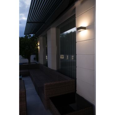Faro Alp - wandverlichting - 15 x 13 x 6 cm - 8W LED incl. - IP54 - donkergrijs