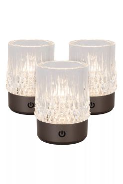 Lucide Lili - set van 3 oplaadbare tafellampen - Ø 8 x 10,3 cm - 3W dimbare LED incl. - zwart