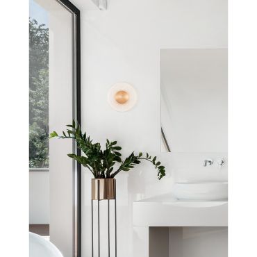 Nova Luce Esil - wandverlichting - Ø 20 x 11,2 cm - 8W LED incl. - messing goud en transparant