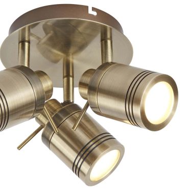 Searchlight Samson - opbouwspot 3L - Ø 28 x 16 cm - IP44 - antiek messing
