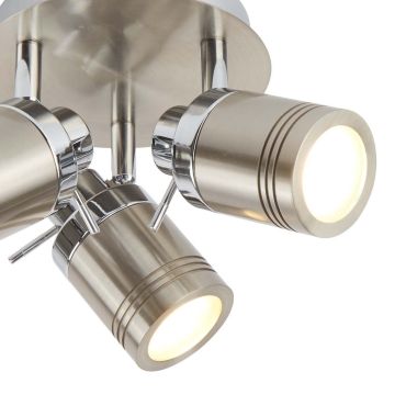 Searchlight Samson - opbouwspot 3L - Ø 28 x 16 cm - IP44 - satijn zilver