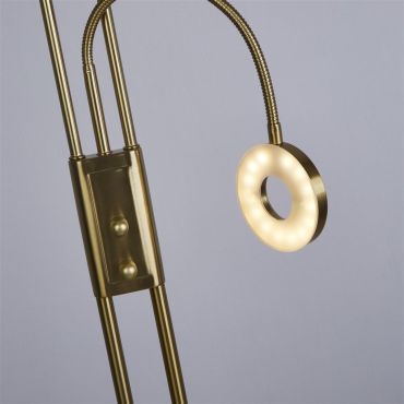 TWEEDEKANS - Searchlight Mother &amp; Child - staanlamp met leeslamp - Ø28 x 193 cm - 25,5W + 5W dimbare LED incl. - satijn messing