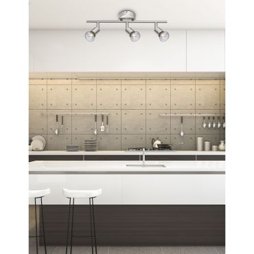 Nova Luce Base - opbouwspot 3L - 49 x 8 x 10,9 cm - satijn nikkel