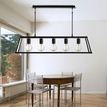 Searchlight Voyager - hanglamp - 90 x 20 x 100 cm - mat zwart