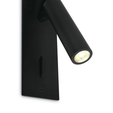 ONE Light Reading Spots - wandverlichting met schakelaar - 6 x 4,7 x 15 cm - 3W LED incl. - zwart