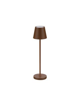 Nova Luce Petit - oplaadbare tafellamp - Ø 7 x 28 cm - 2W dimbare LED incl. - IP54 - corten