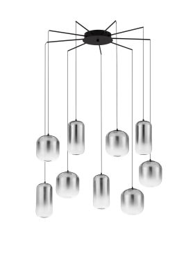 Nova Luce Aelia - hanglamp - Ø 82 x 145 cm - 36W dimbare LED incl. - mat zwart en rokerig grijs