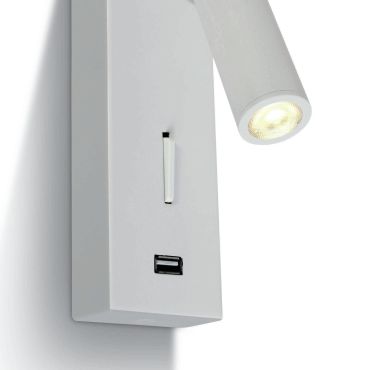 ONE Light Reading Spots - wandverlichting met schakelaar - 6 x 2,5 x 18 cm - 3W LED incl. - wit
