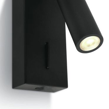 ONE Light Reading Spots - wandverlichting met schakelaar - 5 x 2,5 x 12 cm - 3W LED incl. - zwart