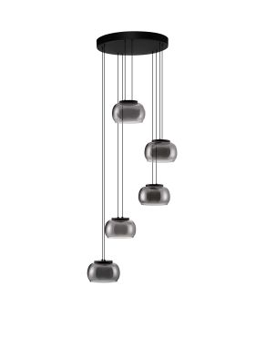 Nova Luce Bios - hanglamp - Ø 52 x 217 cm - 41W dimbare LED incl. - mat zwart en rokerig grijs