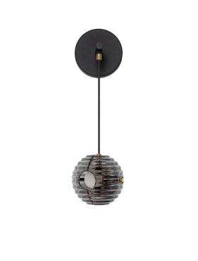 Nova Luce Las - wandlamp - Ø 15 x 52 cm - 13W LED incl. - zandzwart, goud en rokerig grijs