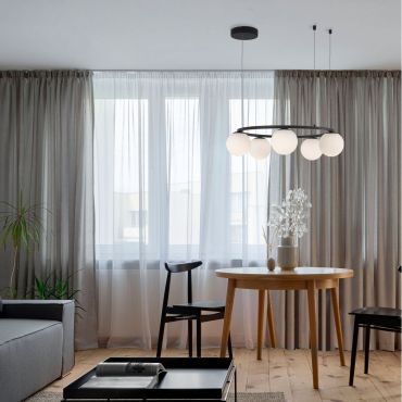 Nova Luce Joline - hanglamp - Ø 50 x 155 cm - 40W LED incl. - zand zwart en opaal wit