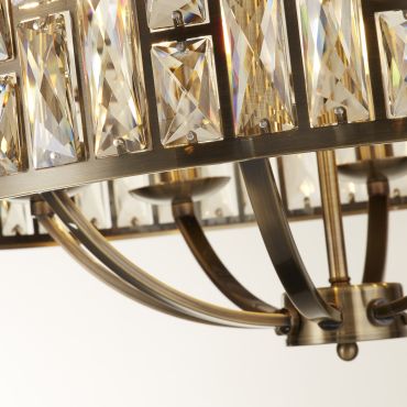 Searchlight Bijou - hanglamp - Ø 64 x 150 cm - antiek messing en champagne