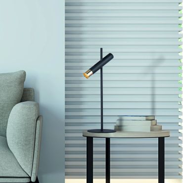 Searchlight Cylinder - tafellamp - 18 x 51 cm - 4W LED incl. - zwart en goud