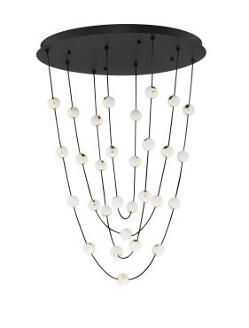 Nova Luce Alcinoe - hanglamp - Ø 84 x 120 cm - 102W dimbare LED incl. - mat zwart en goud
