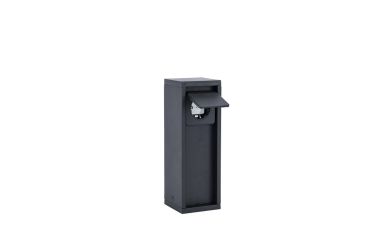 Lutec Mains - paaltje met stopcontact - 8 x 8 x 24 cm - IP54 - mat zwart - zijdelingse stopcontact (Nederlandse versie)