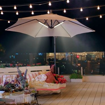New Garden Banana - parasol verlichting met afstandsbediening - Ø3,8 x 35 cm - 8,5W LED incl. - IP54 - wit