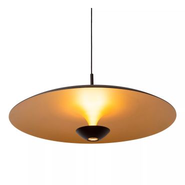 Lucide Kenneth - hanglamp - Ø 60 x 170 cm - 16W dimbare LED incl. - zwart en mat goud