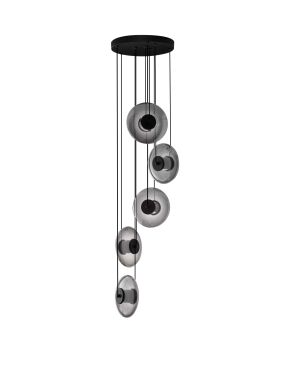 Nova Luce Ballet - hanglamp - Ø 40 x 220 cm - 40W dimbare LED incl. - zandzwart en rokerig grijs