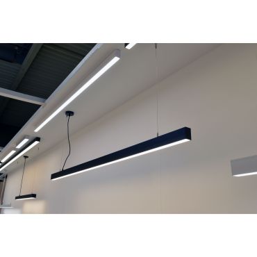 Lichtkoning Slim Line - hanglamp - 5,5 x 3,3 cm profiel - 19,2W LED per meter - zwart