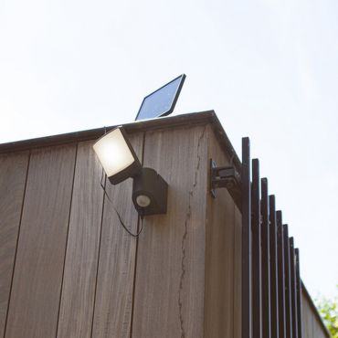 Lutec Sunshine - buiten wandlamp met sensor op zonne-energie - 17 x 18 x 20,5 cm - 11W LED incl. - IP54 - donkergrijs - koelwit