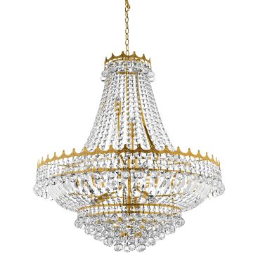 Searchlight Versailles - luster - Ø 80 x 250 cm - goud en transparant