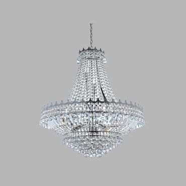 Searchlight Versailles - luster - Ø 80 x 250 cm - chroom en transparant