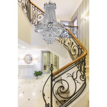 Searchlight Versailles - luster - Ø 55 x 132 cm - chroom en transparant