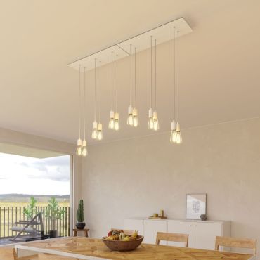 Creative Cables - Rose-One Rechthoekig plafondrozet voor 6 lichtpunten - 67,5 x 22,5 cm - wit