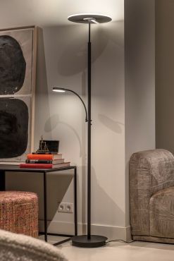 Artdelight Riva - vloerlamp - Ø 30 x 180 cm - 30W dim to warm led incl. - zwart