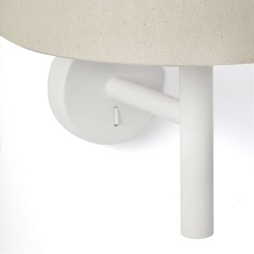 Faro Windsor - wandverlichting - Ø 29 x 39,2 x 26,5 cm - mat wit en linnen