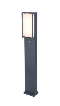 Lutec Qubo - tuinpaal met bewegingsmelder - 11 x 9 x 75 cm - 17W LED incl. - IP54 - donkergrijs