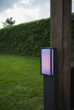 Lutec Qubo - tuinpaal - slimme verlichting - Lutec Connect - 11 x 9 x 75 cm - 16W LED incl. - IP54 - donkergrijs