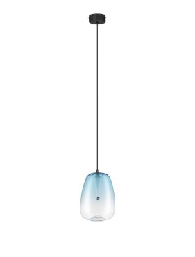 Nova Luce Oblo - hanglamp - Ø 16 x 227 cm - 3W LED incl. - blauw en mat zwart