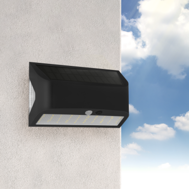Century Italia Arcadia Max - buiten wandlamp op zonne-energie met sensor - 18 x 6,2 x 11,3 cm - 6W LED incl. - IP65 - zwart