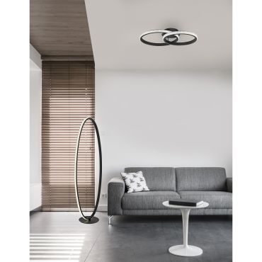 Nova Luce Nager - plafondverlichting - 62,5 x 41,5 x 17 cm - 28W LED incl. - zand zwart