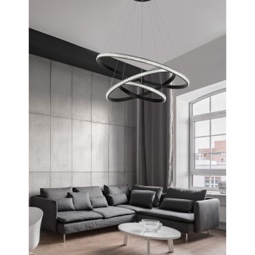 Nova Luce Nager - hanglamp - Ø 78 x 120 cm - 62W dimbare LED incl. - zand zwart