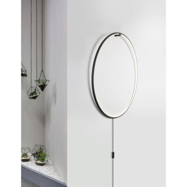 Nova Luce Ring - wandverlichting - Ø 79 x 2 cm - 28W dimbare LED incl. - zand zwart