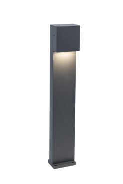 Lutec Gemini XF -  tuinpaal - 9,2 x 11 x 65 cm - 9,5W LED incl. - donkergrijs - wit