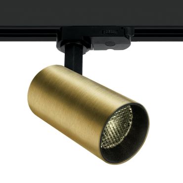 ONE Light COB Compact Cylinder - rail spot - 3-fase railsysteem - Ø 5,5 x 11 cm - 12W LED incl. - geborsteld messing