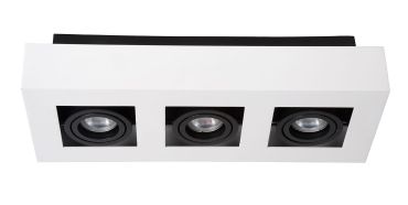 Lucide Xirax - opbouwspot - 36 x 14 x 8,8 cm - 3 x 5W dimbare LED incl. - dim to warm - wit