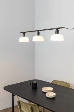 Faro Tatawin - hanglamp 3L - 8,1 x 100 x 210 cm - zwart/melkglas