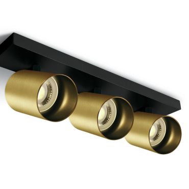 ONE Light Retro GU10 Spots - opbouwspot 3L - 39 x 7 x 10 cm - geborsteld messing
